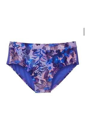 Athleta Girls Vacay Mode Bikini Bottom Size M/8-10 Blue/Purple Floral